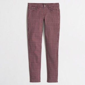 J. Crew Strech Burgundy Print Pants Size 25